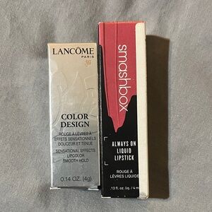 Lancome Color Design Lipstick and Smashbox Always On Liquid Lipstick